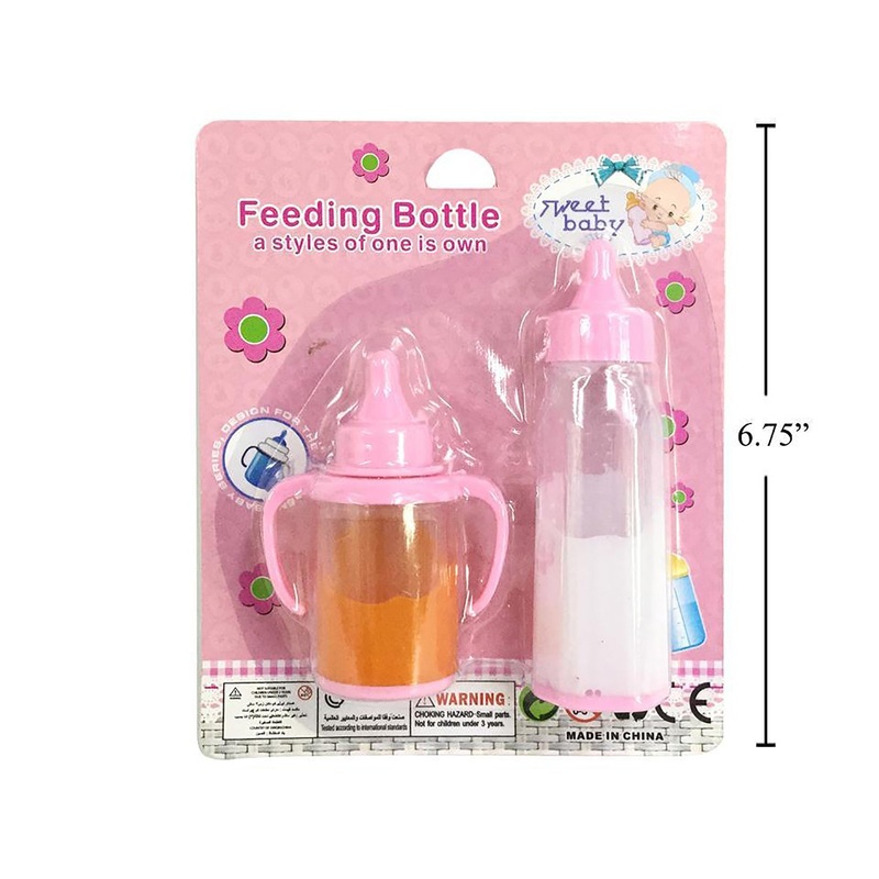 2pcs Milk and Juice Bottles Plastic 4.5in – 3.25in Age 3+