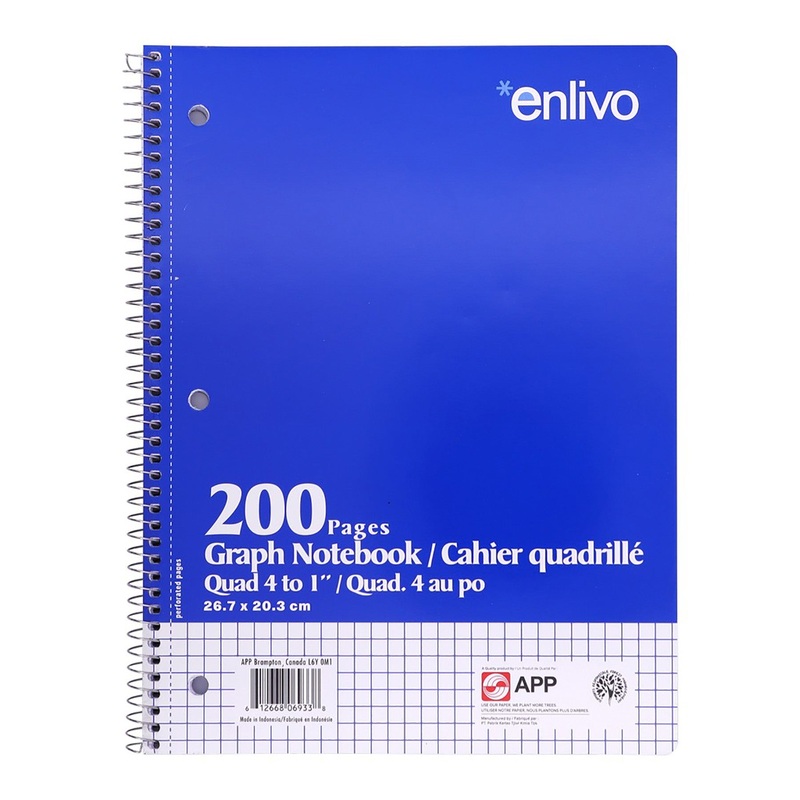 APP Coil Exercise Book Quad 4-1in 200 Pages 8×10.5in
