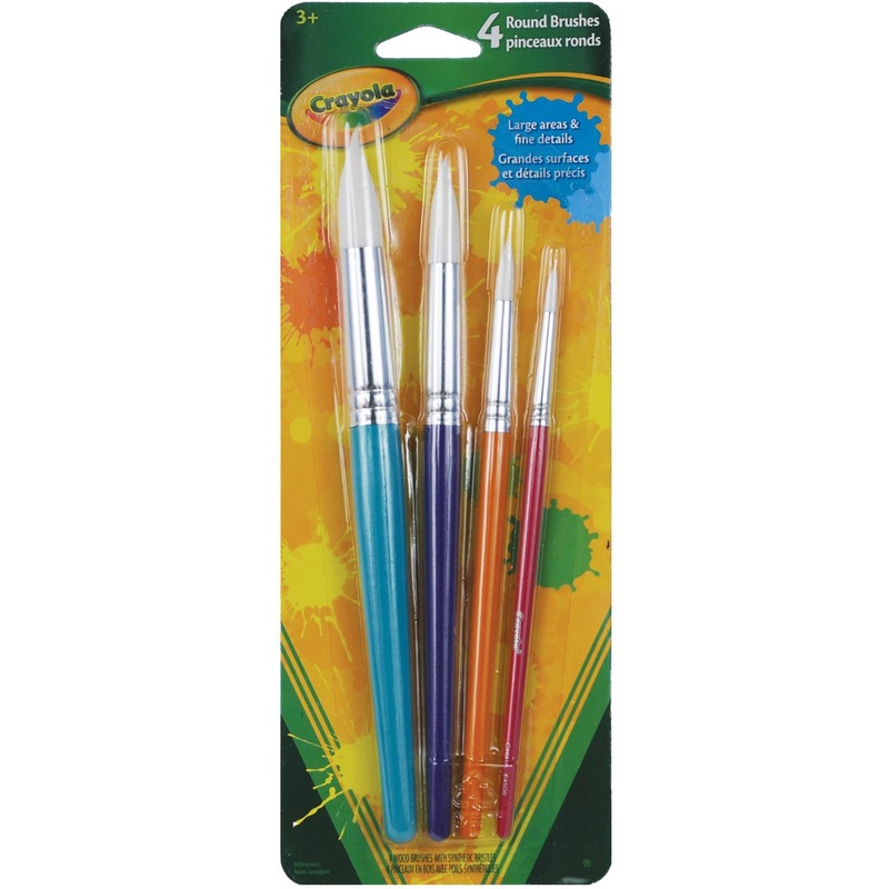 Crayola 4 Paintbrushes – Round -Synthetic Bristles