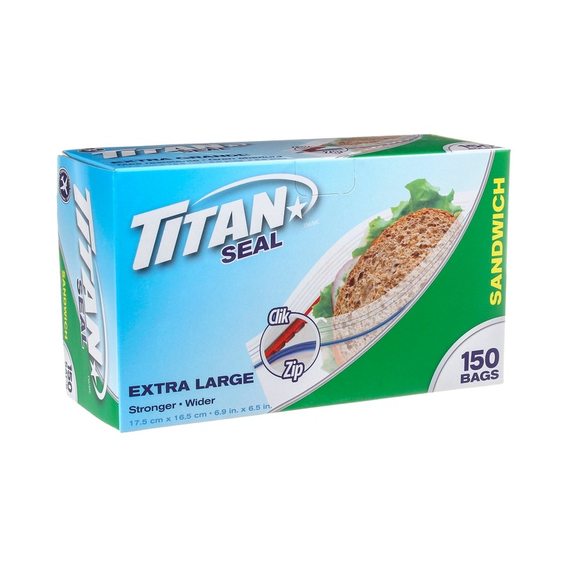 Titan 150 Zipper Sandwich Bags Extra Large 6.9×6.5in