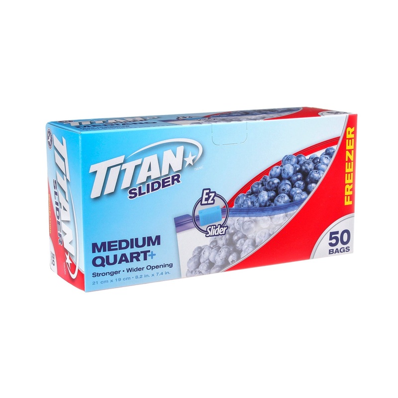 Titan 50 Zipper Freezer Bags Medium 8.2×7.4in
