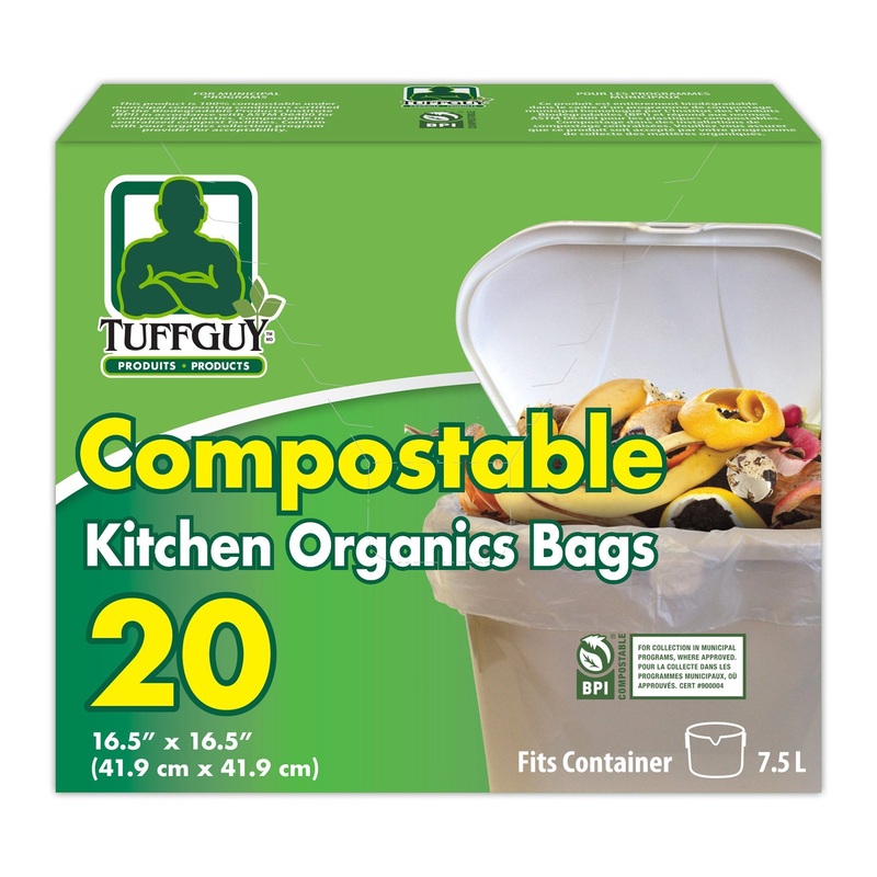 Tuff Guy 20 Kitchen Organics Bags Compostable 16.5×16.5in