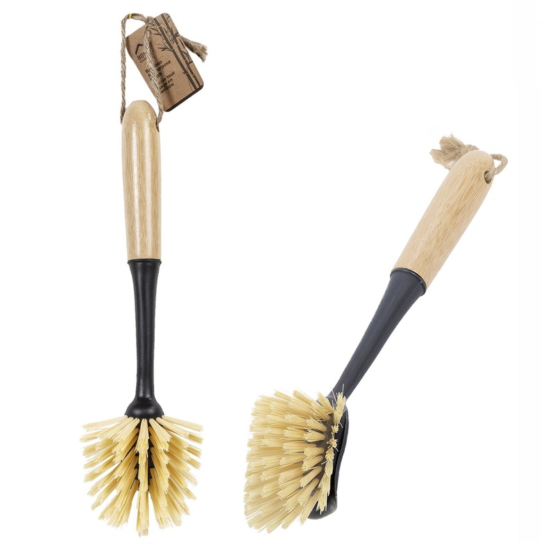 Home Essentials All Purpose Brush Matte Black with Bamboo Handle 11.2in