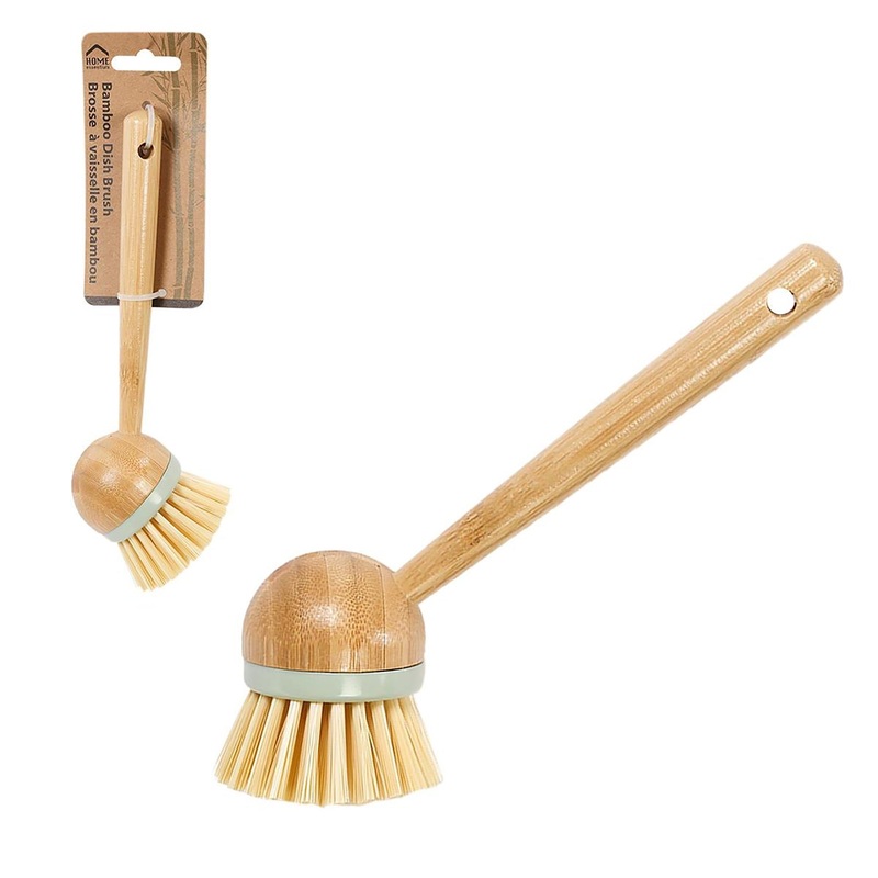 Home Essentials Bamboo Dish Brush with Handle 9.25in