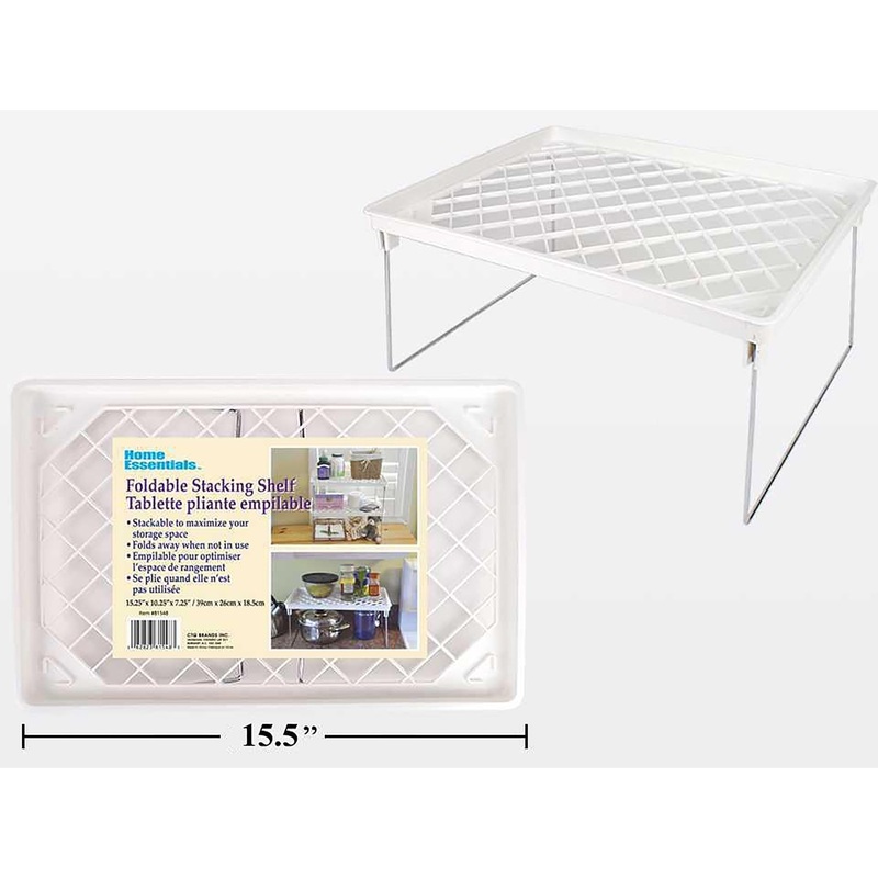 Home Essentials Stacking Shelf Foldable Plastic 15.25×10.25×7.25in