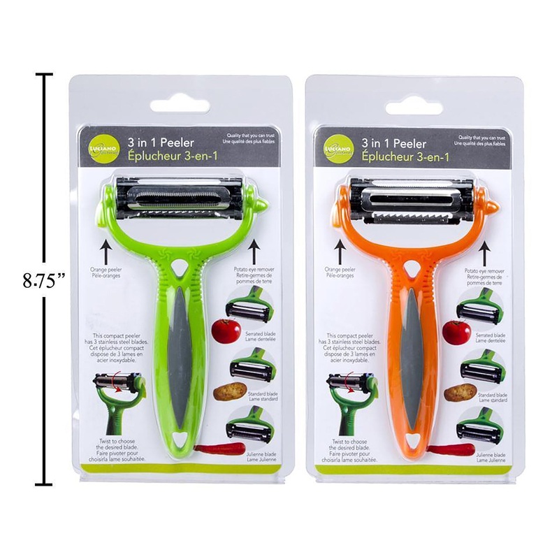 Luciano Gourmet 3 in 1 Peeler  Plastic Handle 6x3in