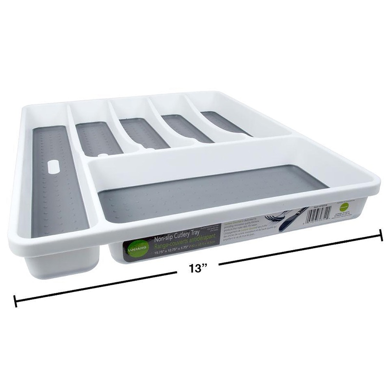 Luciano Gourmet Cutlery Tray Non-slip Heavy Duty Plastic 15.75×12.75×1.75in