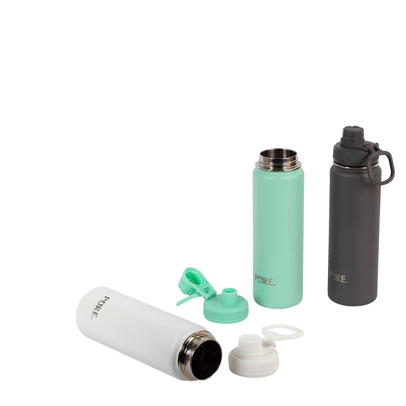 Pure Stainless Steel Thermal Bottle with Spout Lid and Handle 24.3oz
