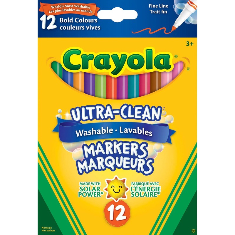 Crayola 12 Markers – Fine Line – Bold Colors – Washable