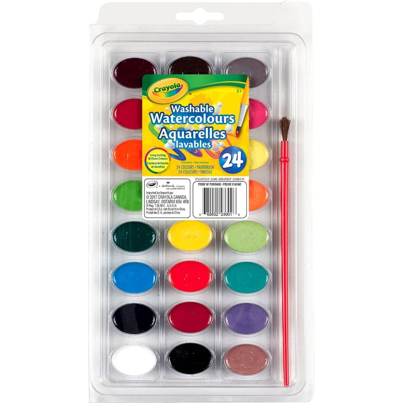 Crayola 24 Watercolors with Paintbrush – Washable