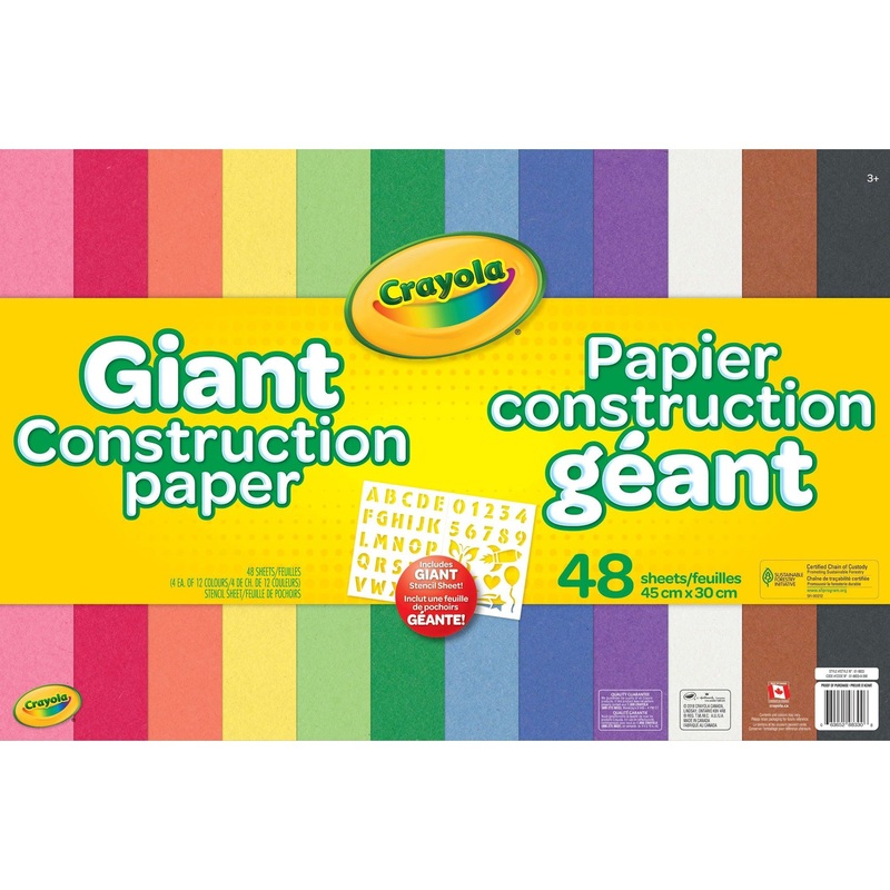 Crayola Giant Construction Paper with Stencil – 48 Sheets 17.7×11.8in (45x30cm)