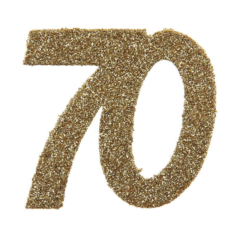 Age 70 6 Small Decorations Gold Glitter 2.4×2.4in