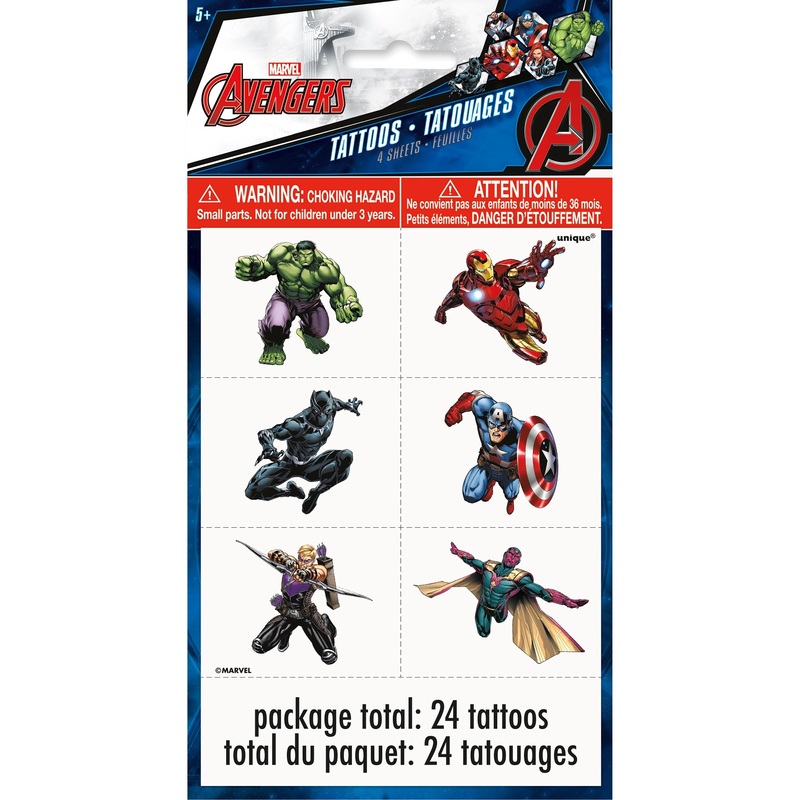 Avengers 24 Temporary Tattoos
