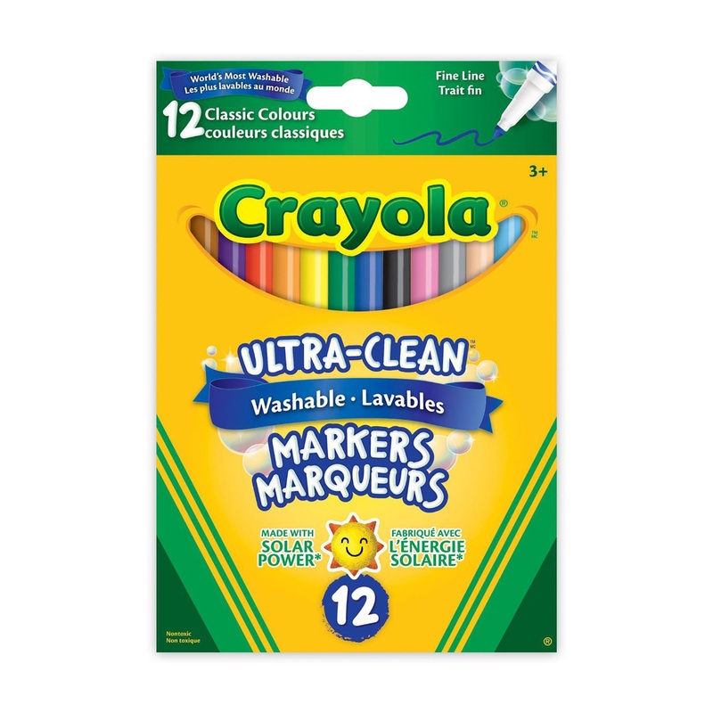 Crayola Ultra Clean 12 Markers – Classic Colors – Fine Line – Washable