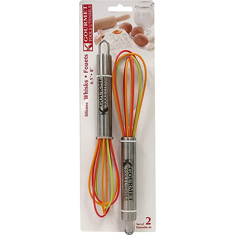 Gourmet 2 Silicone Whisks  6.5in and 8in