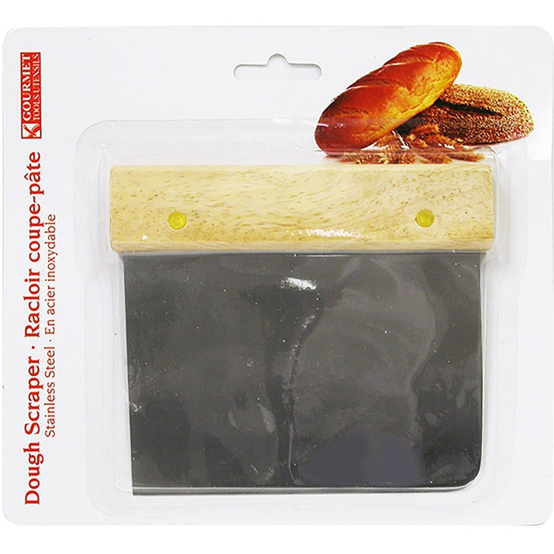 Gourmet Dough Scraper Stainless Steel with Wooden Handle 5×4.25in