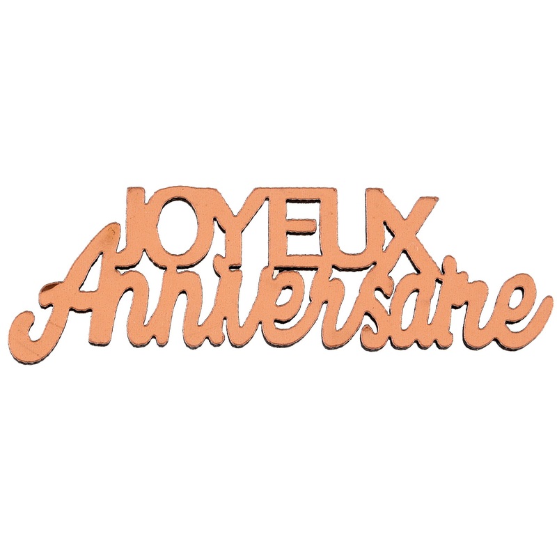Joyeux Anniversaire 10 Small Decorations to Sprinkle Rose Gold 2.6×1.4in