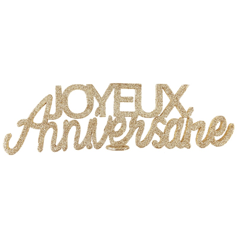 Joyeux Anniversaire Glitter Table Decoration Gold 12.6x1x3.5in