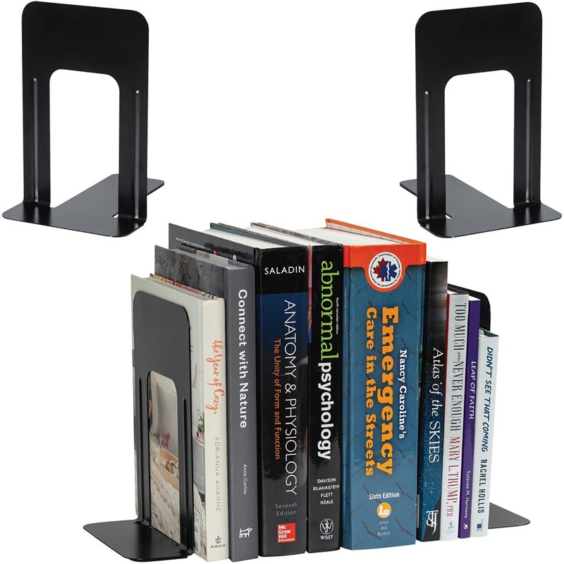 Merangue 2 Non-Skid Metal Bookend Black 5.9W x 8.13D x 9H in