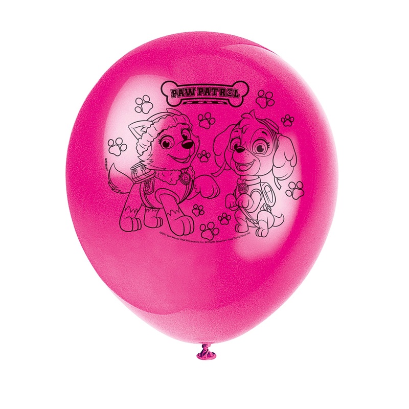 Paw Patrol Pink 8 Printed Latex Balloons 12in Assorted Colors