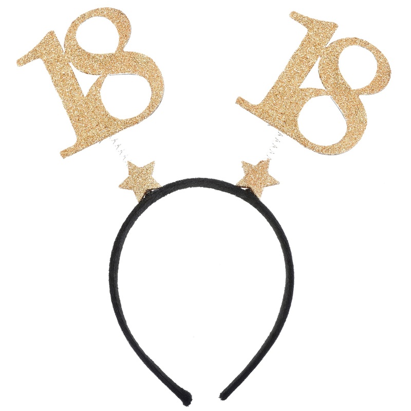 Age 18 Headband Black and Gold 8.3×9.8in