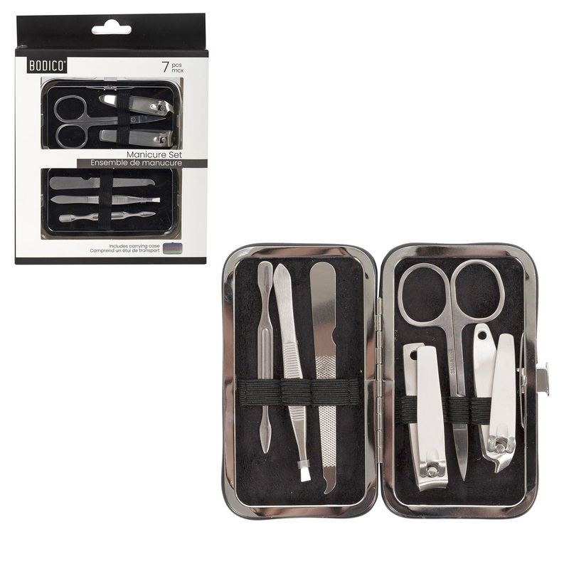 Bodico 7pcs Manicure Set with Glitter Snap Case 4.25×2.3in case
