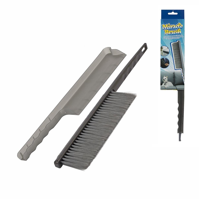 Home Essentials Hair and Lint Remover with Dust Pan – Soft Bristles Plastic 15in VRT