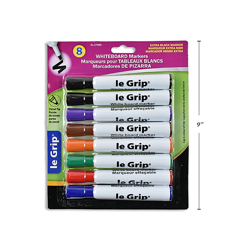 Le Grip 8 Whiteboard Markers Chisel Point