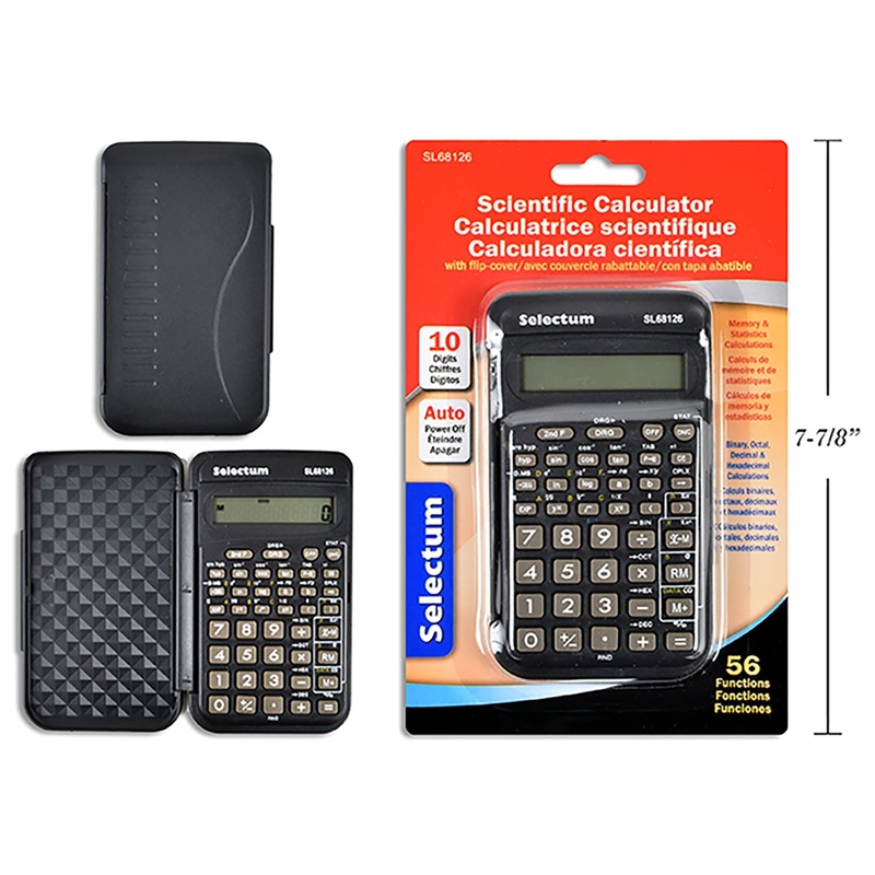 Selectum Scientific Calculator with Flip Cover Battery LR1130 Included 5×2.75in