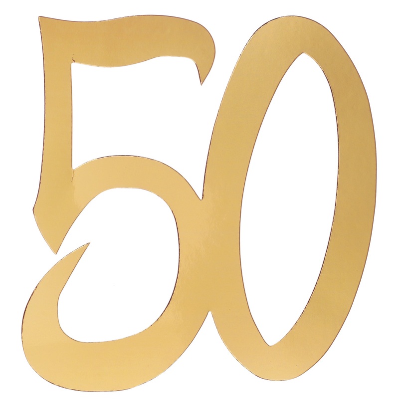 Age 50 4 Big Paper Confetti Gold Metallic 7.9×7.1in