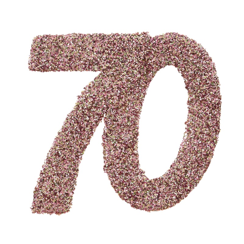 Age 70 Small Glitter Decorations to Sprinkle Rose Gold 2.4×2.4in