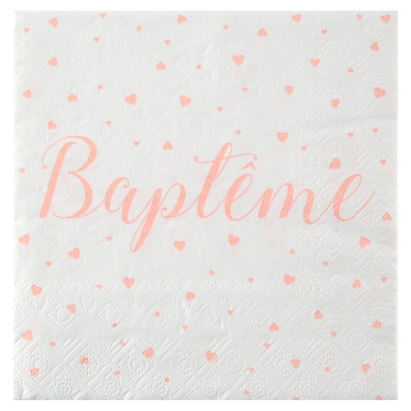 Baptism 20 Luncheon Napkins Coral 13x13in