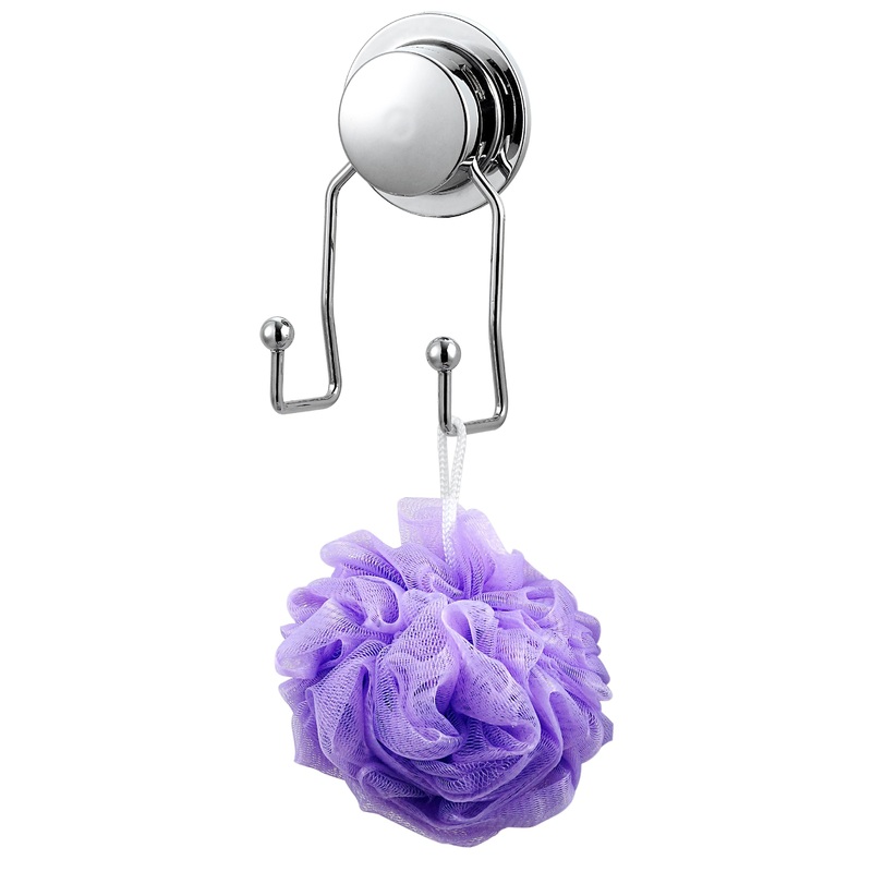 Chrome Bathroom Hook with Suction 2.75x6in