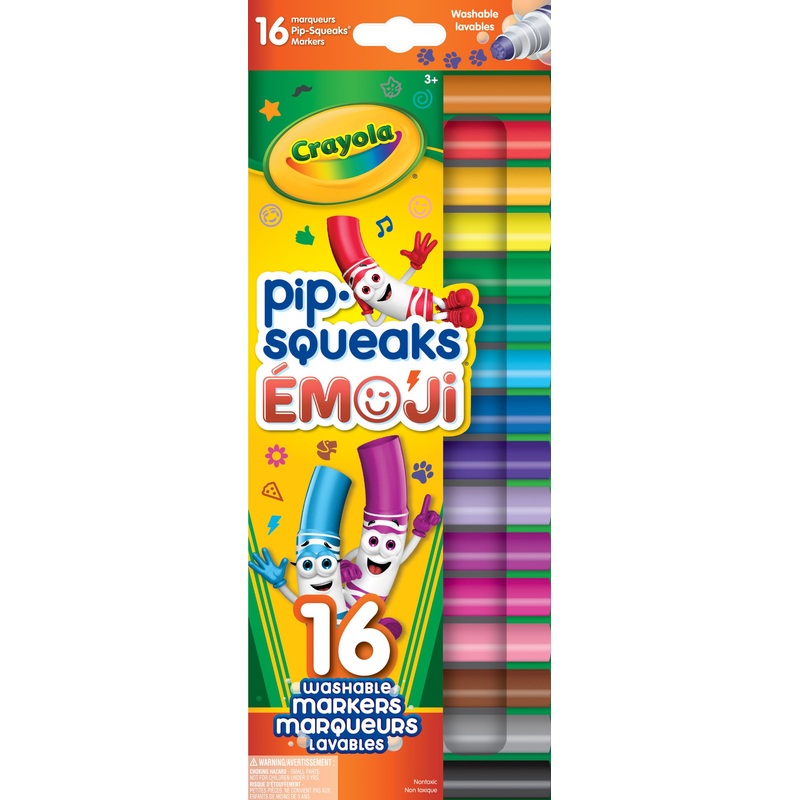 Crayola Emoji Pip-Squeaks 16 Stamper Markers Washable 3+ 4in