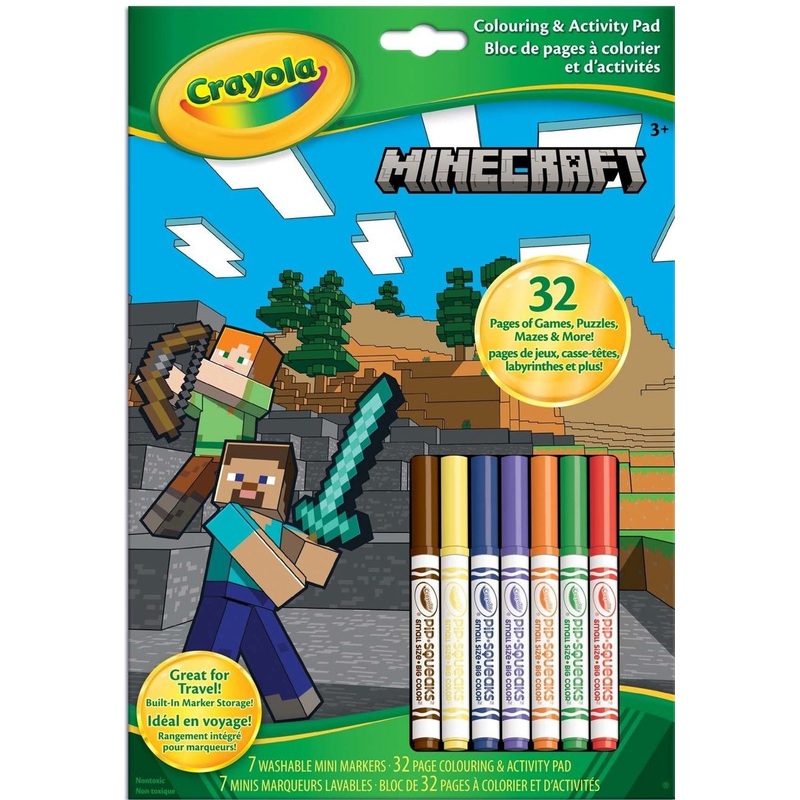 Crayola Minecraft Coloring and Activity Pad with 7 Markers 3+ 7.8×11.5in