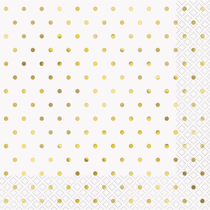 Elegant Gold Dots 16 Luncheon Napkins 12.75×12.75in