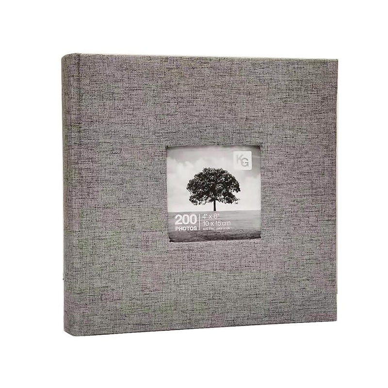 KG Photo Album  200 Pages Grey Linen with Window 4x6in