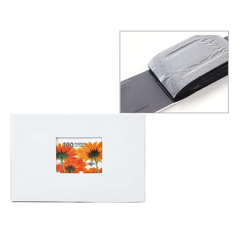 KG Photo Album White with Window for 100 Photos 4x6in