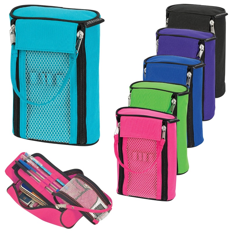Merangue Dual Zipper Tote Handle Pencil Case 7.8×4.75×2.75in