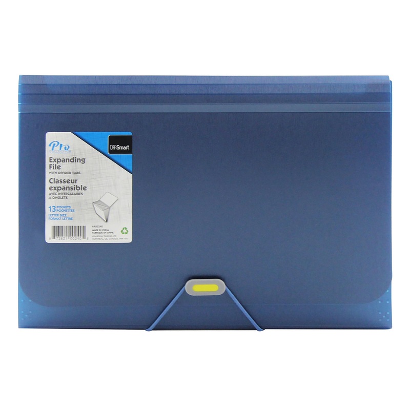 Offismart Expanding File Metallic Blue 13 Pockets Plastic 13×9.25x1in