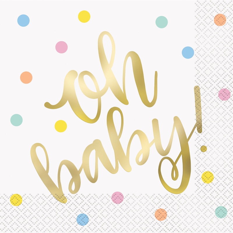 Oh Baby Gold 16 Luncheon Napkins 12.75×12.75in
