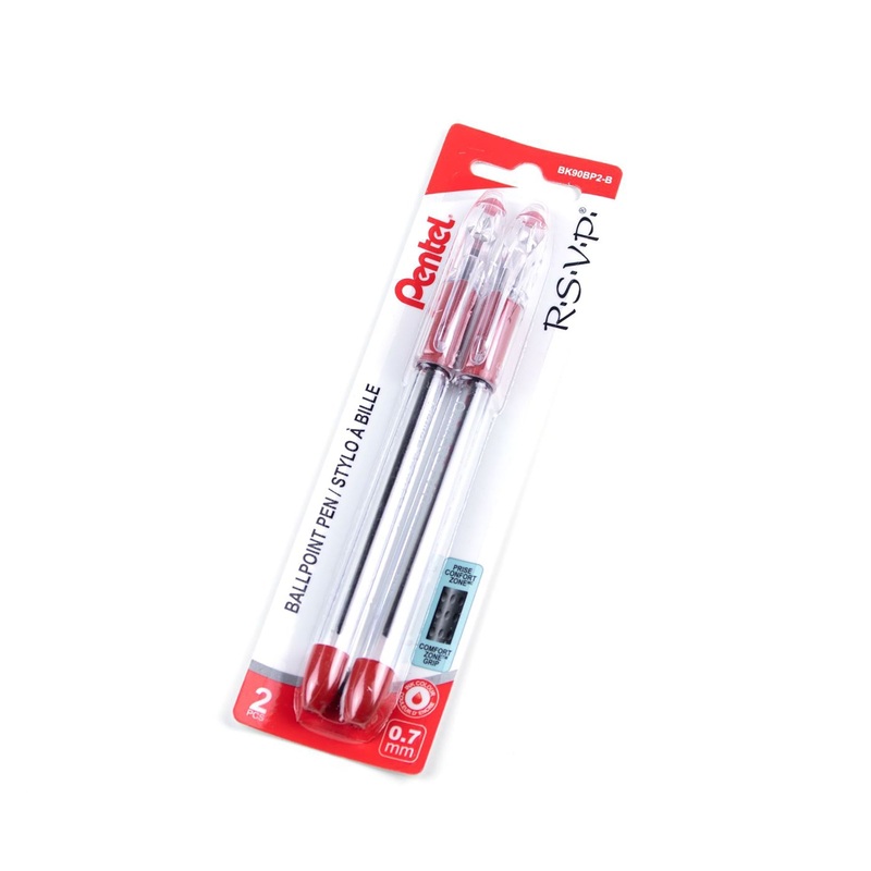Pentel R.S.V.P. 2 Ballpoint Pens with Cap Red Ink 0.7mm