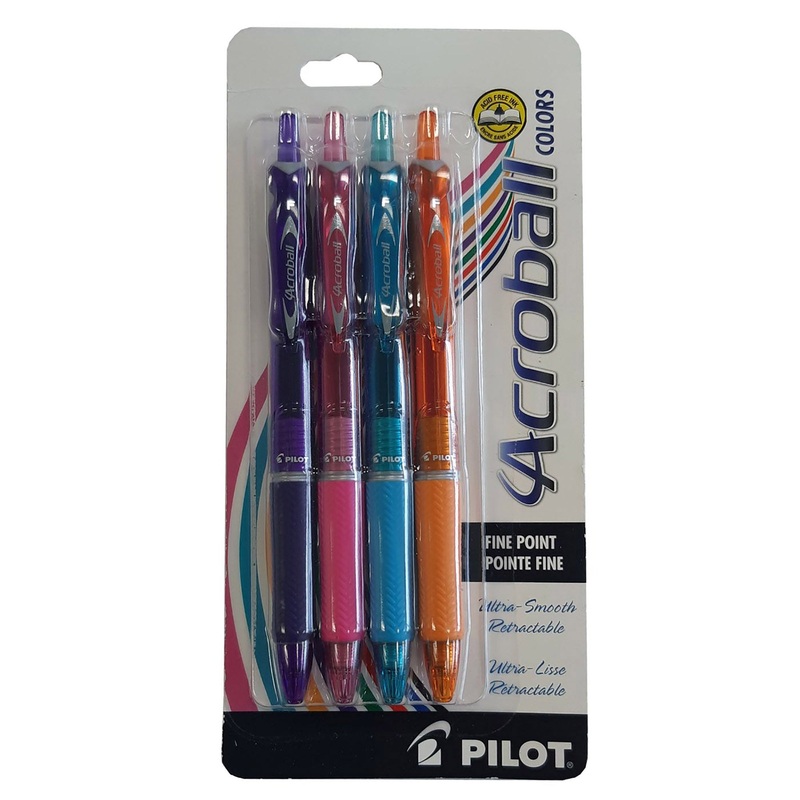 Pilot Acroball 4 Retractable Pens – Fine Point Assorted Color Inks