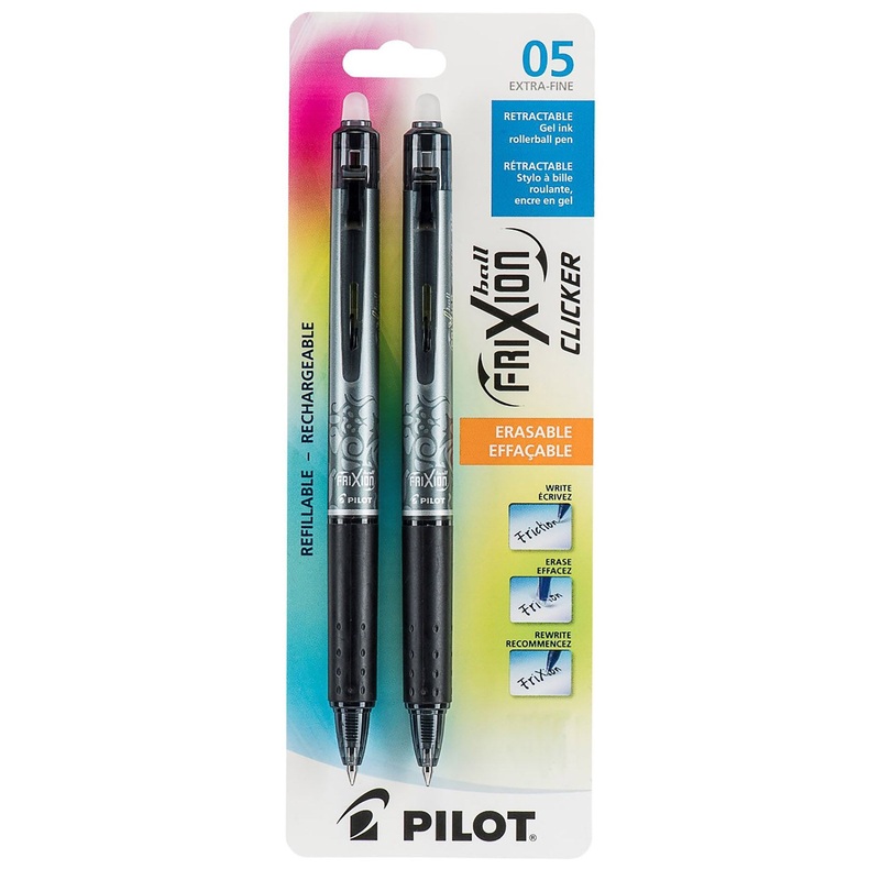 Pilot Frixion 2 Erasable and Retractable Pens – Black Gel Ink 0.5mm