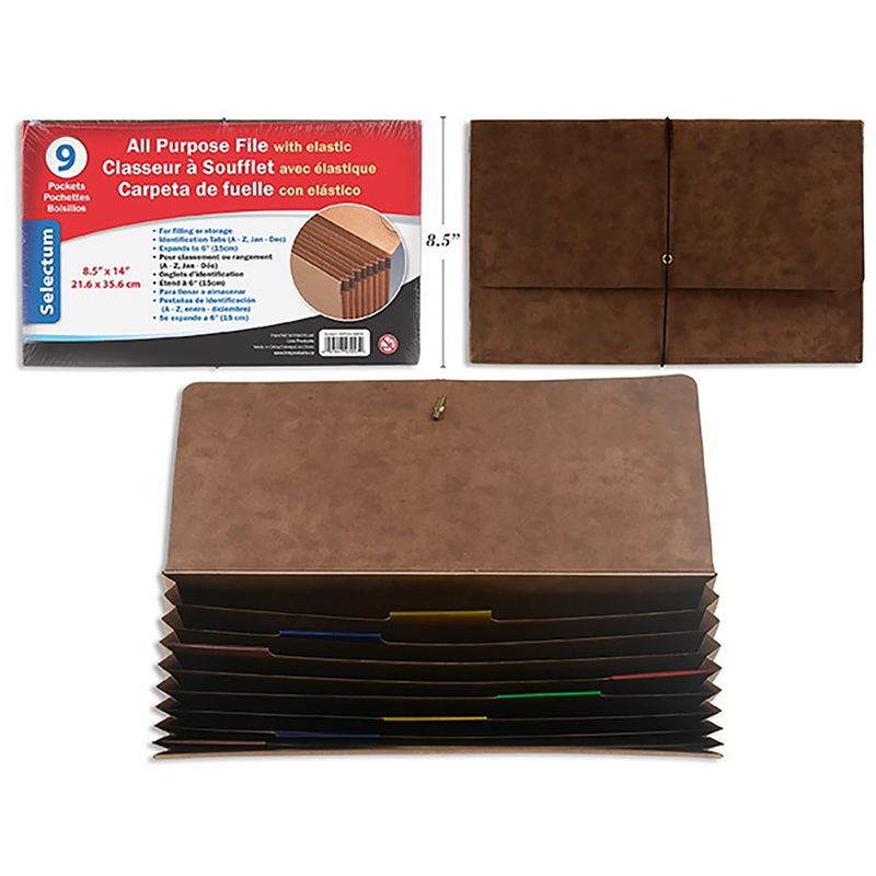 Selectum All Purpose File with Elastic – 9 Pockets 8.5x14in