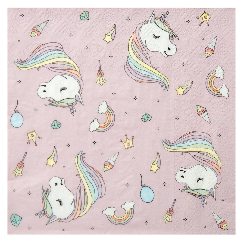 Unicorn 20 Luncheon Napkins Pink 13x13in