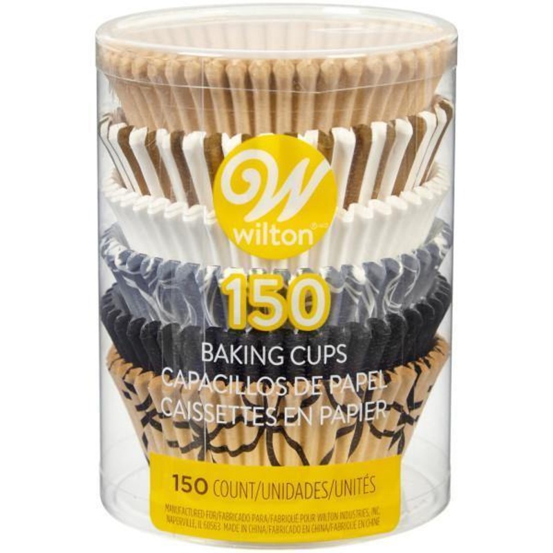 Wilton 150 Paper Baking Cups Celebrate Plain (3) Printed (3) 2.5in