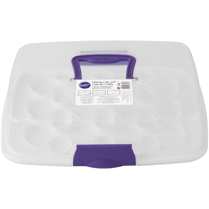 Wilton Oblong Cake and Cupcake Plastic Caddy with Handle 17x13x4in