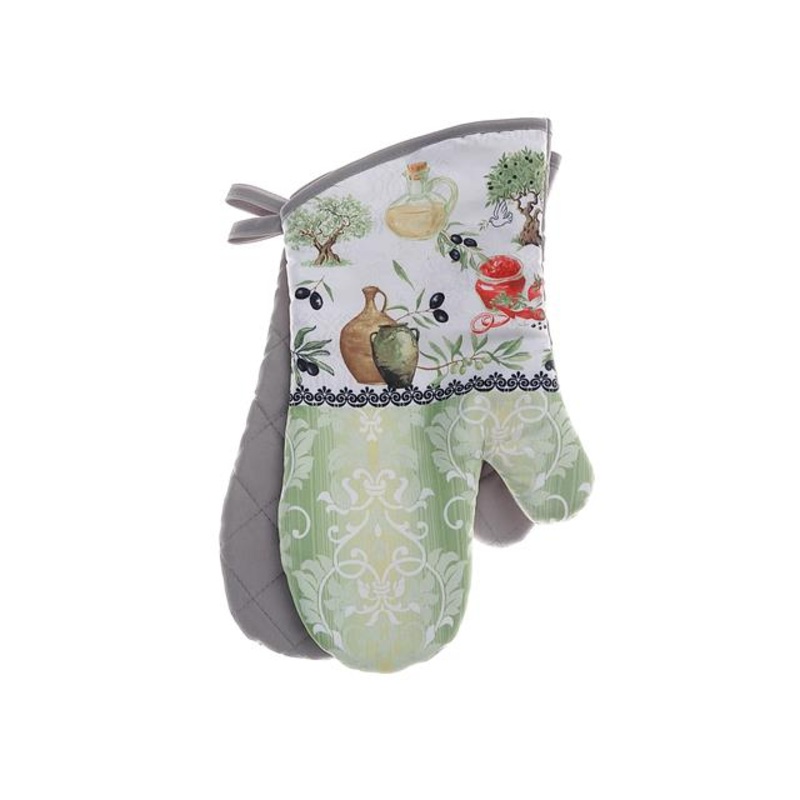 2 Oven Mitts – Olives – Polyester Fibers 13.5in
