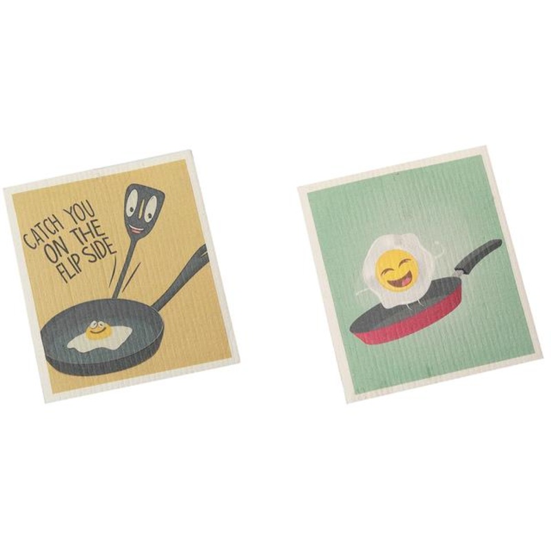 2 Swedish Printed Dishcloths Eggs – Washable – Reusable 7.8×6.9in appro.